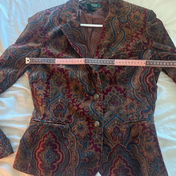 Lauren Ralph Lauren Velvet Paisley Jacket Blazer - Picture 5 of 6